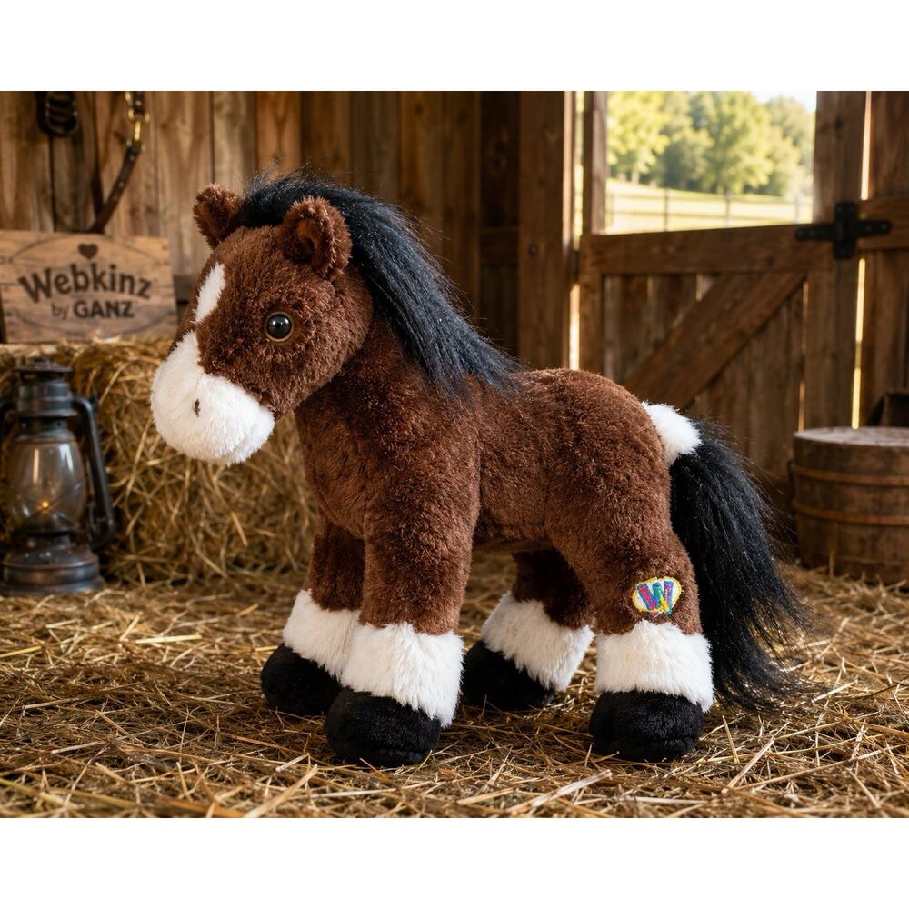 Ganz Webkinz Clydesdale Horse Plush Stuffed Animal W Logo No Code EUC 9”